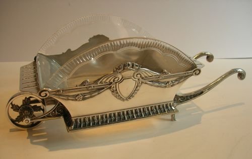 Figural Antique Wmf Flower Bowl - Novelty Wheelbarrow Shape C.1910