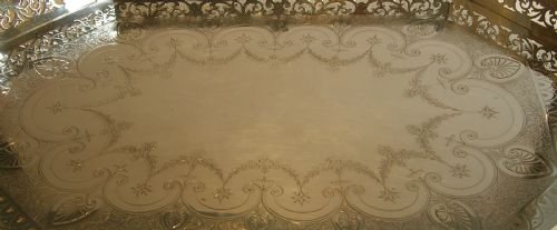 fig 1. Grand Antique Galleried Silver Plated Tray - Hand Engraved c.1900