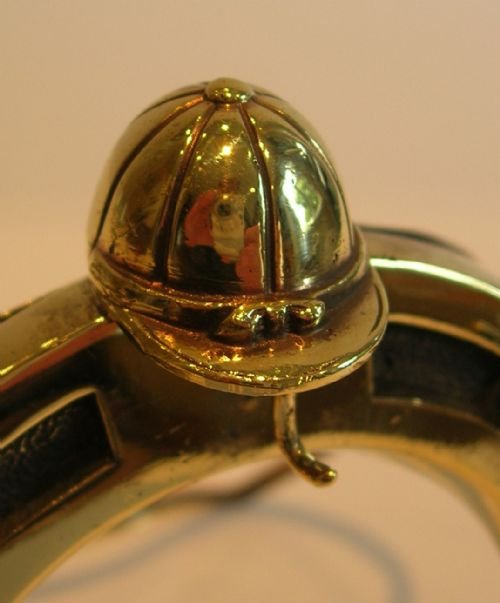 fig 1. Antique English Horseshoe and Jockey Cap Pocket Watch Holder / Pen Stand c.1880