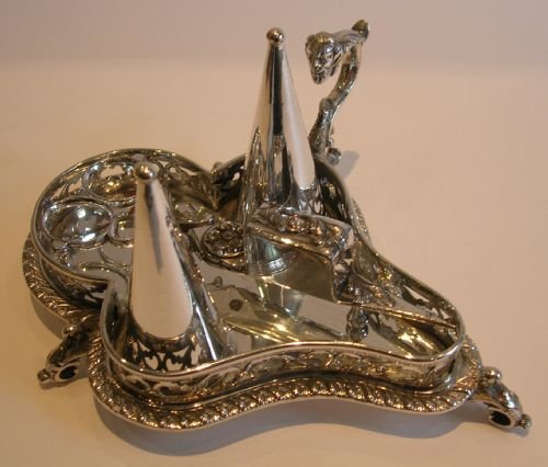 fig 1. Unusual English Silver Plated Candle Snuffers and Stand c.1850