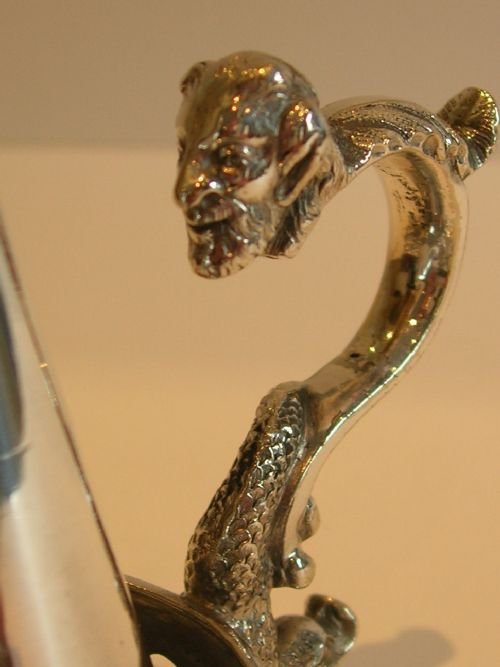 fig 4. Unusual English Silver Plated Candle Snuffers and Stand c.1850