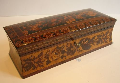 Beautiful Antique English Tunbridge Ware Glove Box C.1850