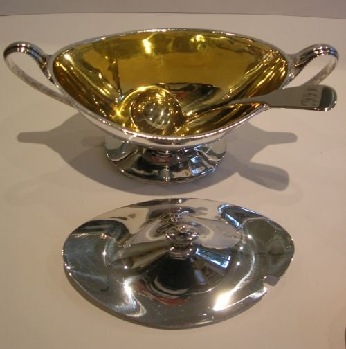 fig 1. Pair Antique English Silver Plated Sauce Tureens by William Hutton & Sons c.1880