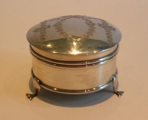 fig 1. Pretty Antique Sterling Silver Jewelry / Trinket Box - 1909
