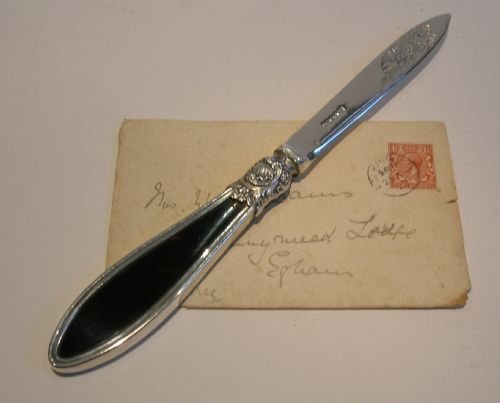 Handsome Antique English Sterling Silver & Tortoise Shell Letter Opener