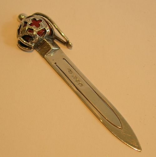 Unusual Figural English Sterling Silver Bookmark - Sword & Scabbard - 1897