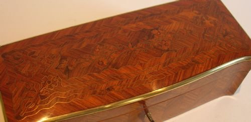 fig 1. Antique French Brass Inlaid Glove Box c.1860 - Tulipwood