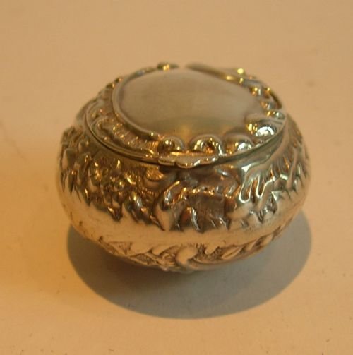 Unusual Antique Sterling Silver Pill Box - Birmingham 1900