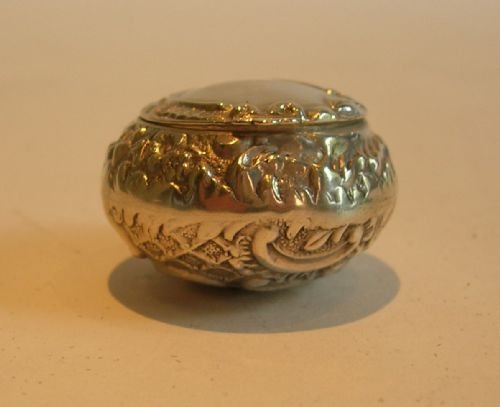 fig 1. Unusual Antique Sterling Silver Pill Box - Birmingham 1900