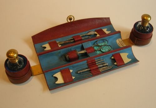 Fabulous Antique French Lady's Travel Companion with Two Perfume Bottles C.1860
