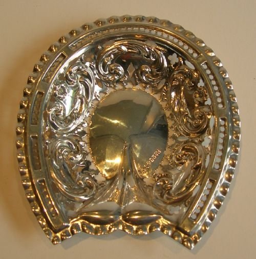 Antique English Sterling Silver Horseshoe Trinket Dish - 1895 - Equestrian