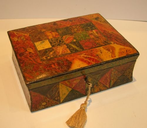 Rare Antique English Painted Box - Stone Specimens - George Iii, C.1820