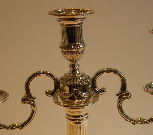 fig 2. Pair Antique Corinthian Column Three Light Candelabra by John Round & Son c.1880