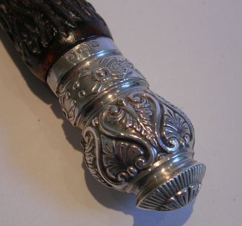 fig 1. Grand Antique Antler Horn & Sterling Silver Magnifying Glass - 1886