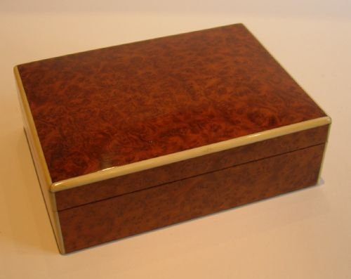 Handsome Antique English Burr Cedar & Ivory Box C.1920