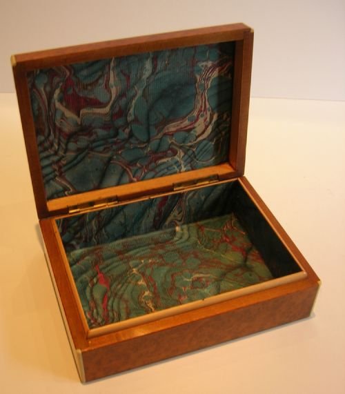 fig 1. Handsome Antique English Burr Cedar & Ivory Box c.1920
