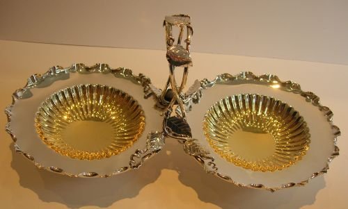 
Antique English Silver Plated Double Strawberry Serving Dish C.1890