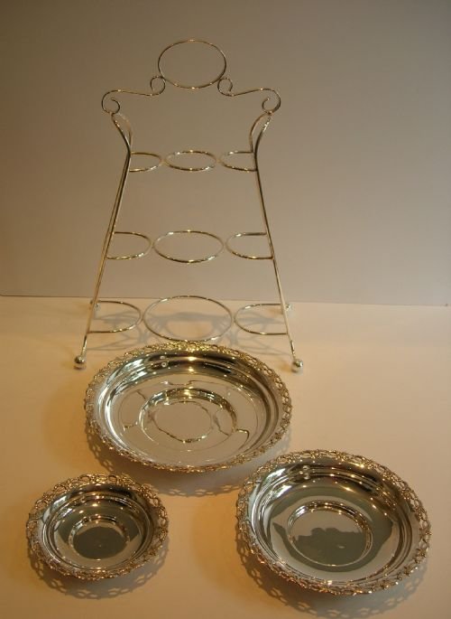 fig 1. Fabulous Antique English Cake Stand In Silver Plate c.1910
