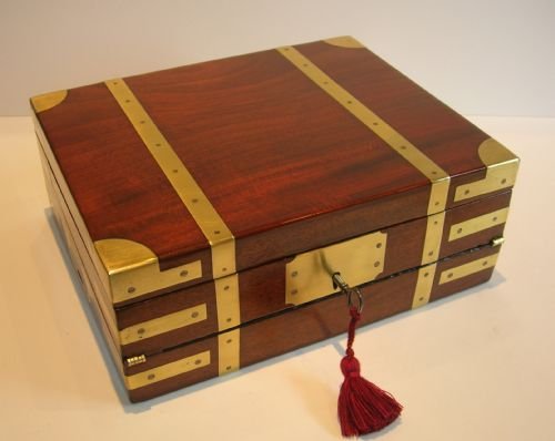Fabulous Brass Bound Mahogany Military / Campaign Double Action Writing Box C.1820