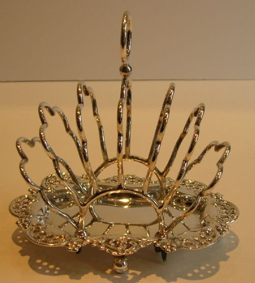 Highly Decorative Silver Plated Toast Rack - Pierced Tray C.1880