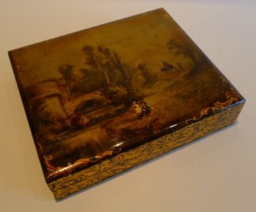 fig 1. Fabulous Papier Mache Games Box by Jennens & Bettridge c.1850