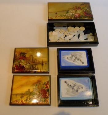 fig 2. Fabulous Papier Mache Games Box by Jennens & Bettridge c.1850