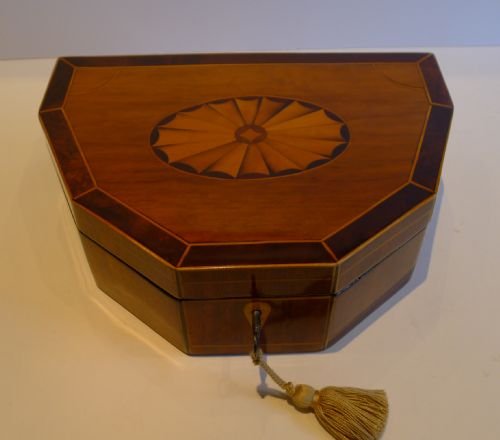 Unusually Shaped Mahogany & Satinwood Sheraton Box C.1790