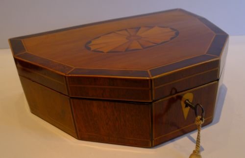 fig 1. Unusually Shaped Mahogany & Satinwood Sheraton Box c.1790