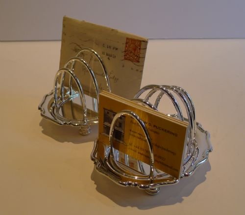Pair Antique English Silver Plated Toast Racks by Atkin Brothers C.1890