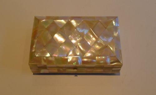 fig 1. Handsome Antique English Mother of Pearl Jewelry Box c.1890