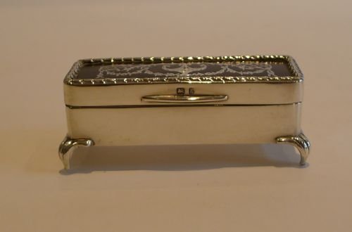 fig 1. Small Antique Sterling Silver & Tortoise Shell Jewelry / Ring Box - 1906