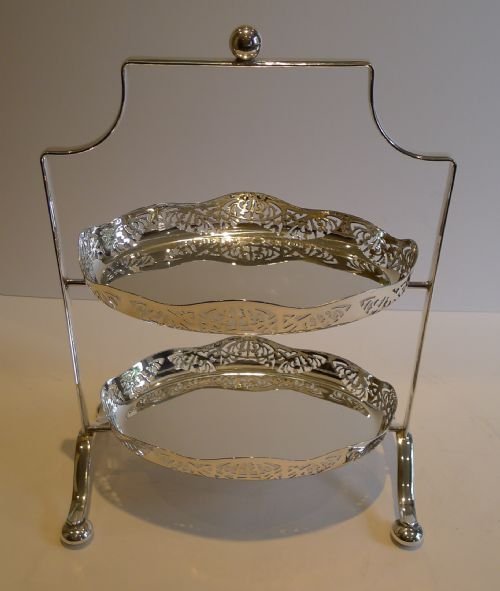 Unusual Antique English Cake Stand in Silver Plate C.1910
