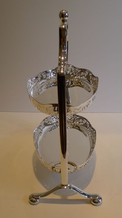 fig 1. Unusual Antique English Cake Stand In Silver Plate c.1910