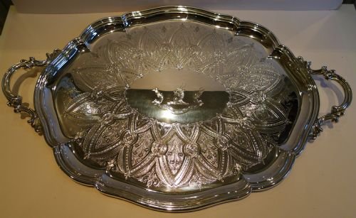 Magnificent Large Antique English Silver Plated Tray by Elkington & Co - 1892