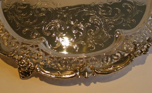 fig 1. Stunning Antique English Silver Plated Salver - Pierced & Engraved - Reg. 1846