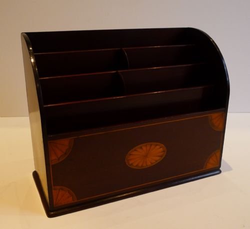 Handsome Fan-inlaid Mahogany Letter or Stationery Caddy C.1900