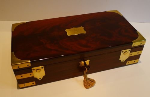 Antique English Brass Bound Military Mahogany Box C.1830 - Royal Navy