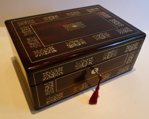 William IV Rosewood Writing Slope / Lap Desk C.1830 - Intricate Mother of Pearl Inlay