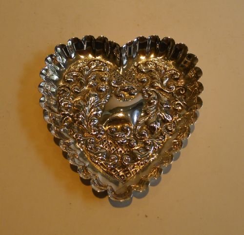 Victorian English Sterling Silver Heart Shaped Dish - London 1894
