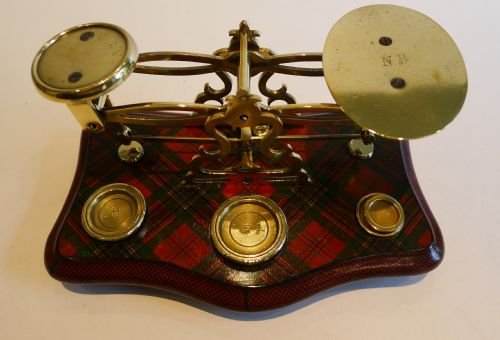 Rare Antique Mauchline Tartan Ware Postage Scale C.1880