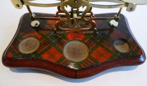 fig 2. Rare Antique Mauchline Tartan Ware Postage Scale c.1880