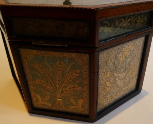 fig 3. Rare Large George III Octagonal Rolled Paper or Quillwork Tea Caddy c.1790