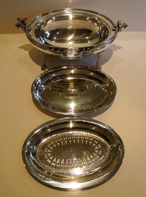 fig 2. Rare Antique English Silver Plated Revolving Breakfast / Serving Dish c.1886