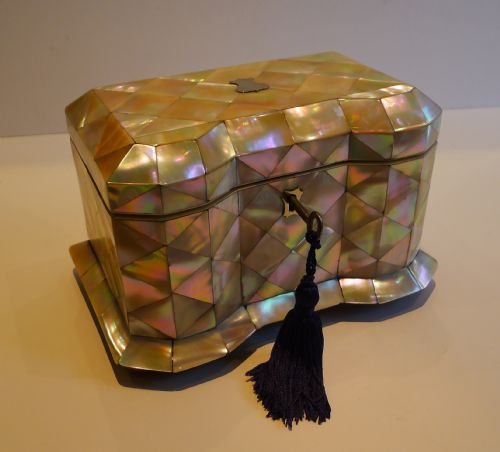 Antique English Mother of Pearl Tea Caddy C.1870