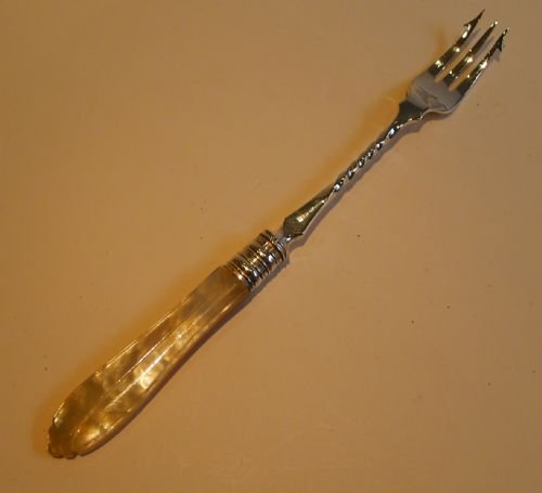 Antique English Silver Plate & Mother of Pearl Pickle Fork C.1890