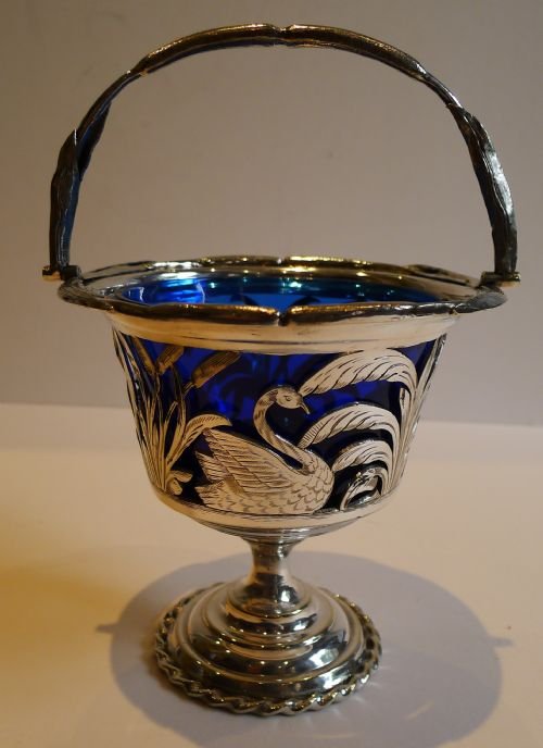 Stunning English Victorian Silver Plated Figural Basket - Swans - C.1890