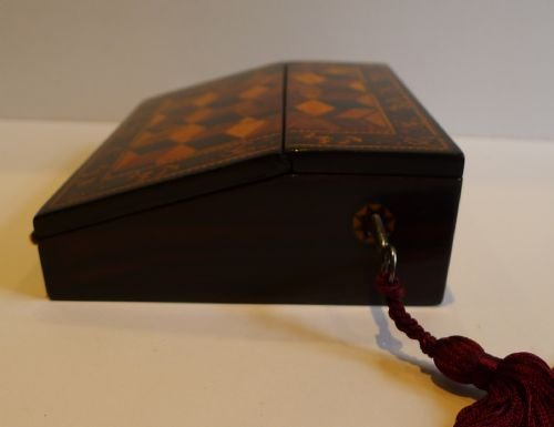 fig 1. Rare Miniature Tunbridge Ware Lap Desk - Apprentice Piece .c1860