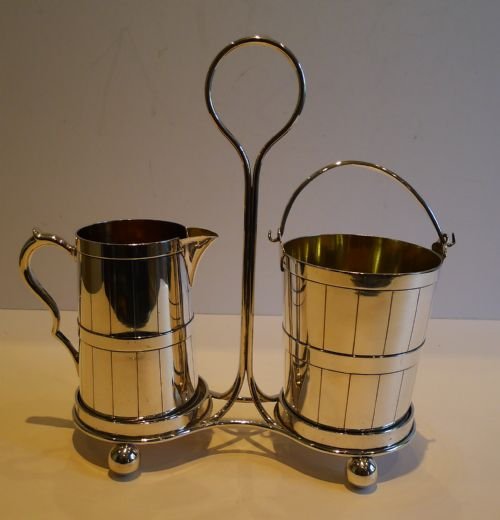 Antique English Novelty Cream & Sugar Caddy by Elkington & Co. - 1874