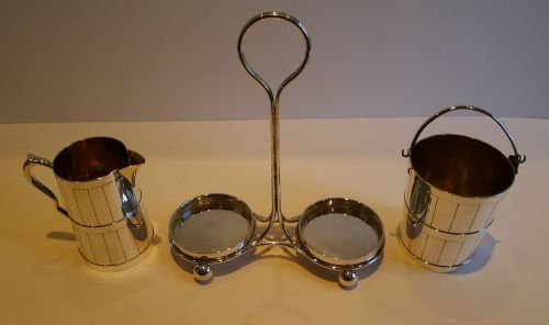 fig 1. Antique English Novelty Cream & Sugar Caddy by Elkington & Co. - 1874