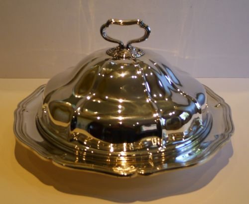 Large Antique Silver Plated Food Dish and Dome Cover by Atkin Brothers C. 1880